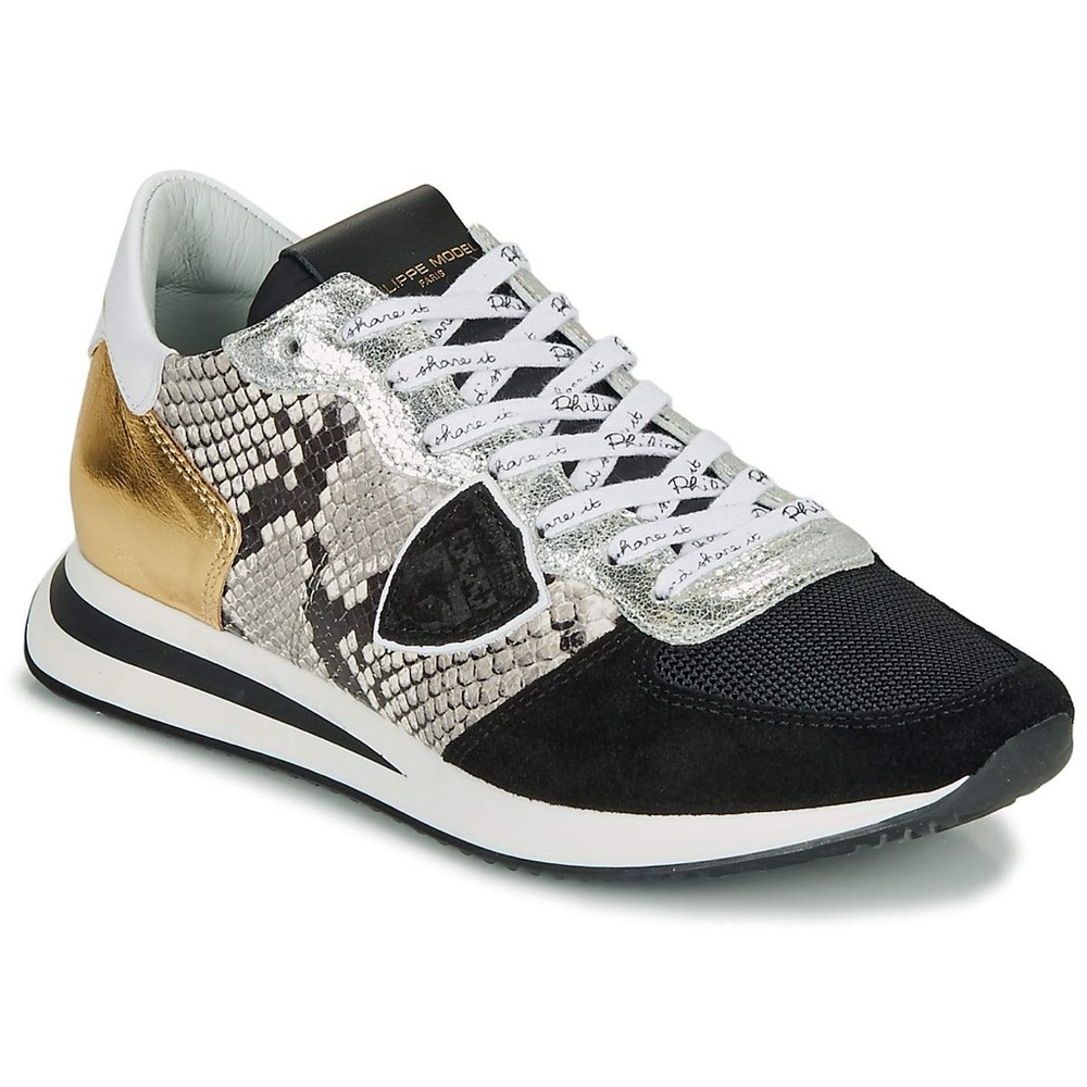 Philippe Model Women's Black, Gold, and White Sneakers